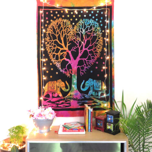 Wall Tapestry Hanging Decor Poster Small Tree Heart Cotton Elephant