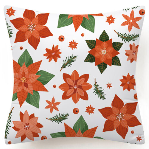 Throw PILLOW COVER Christmas Red White Xmas Double-Sided Cushion Case 18x18" USA