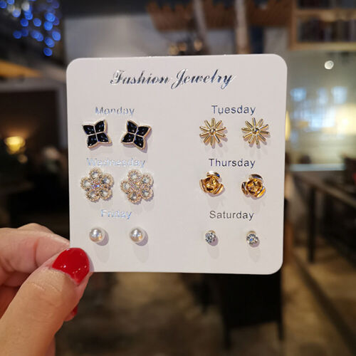 6~7 Pairs/Set Korean Style Week Earrings Set