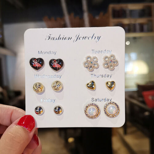 6~7 Pairs/Set Korean Style Week Earrings Set