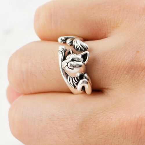 Fortune Cat Animal Rings Couple Jewelry Adjustable Finger Rings Unisex