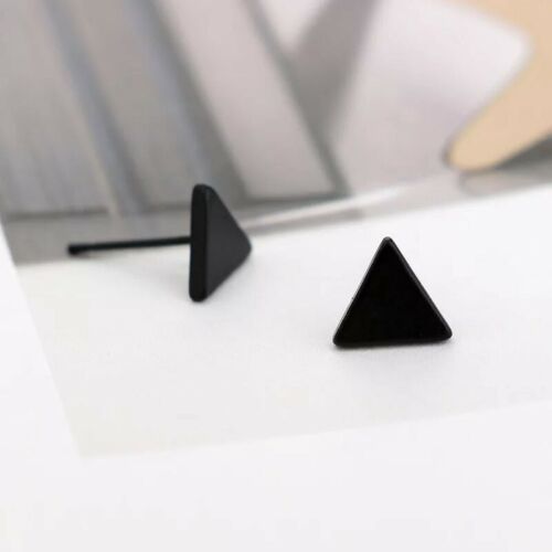 Black Silver Color Alloy Punk Triangle Flash Stud Earrings