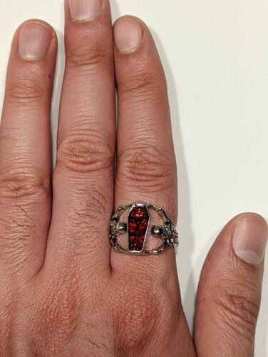 Vintage Punk Skull Ring Unisex Hip Hop Engagement Rings Fashion Red Zircon