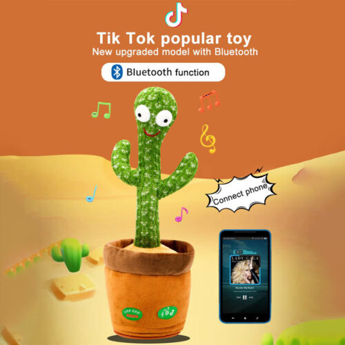 DANCING CACTUS ELECTRONIC TALKING PLUSH TOY PLAYS MUSIC & RECORDS AUDIO FOR KIDS