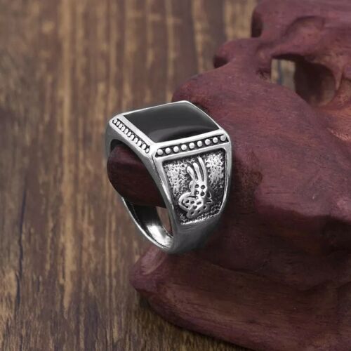 Black Square Oil Drip Charm Ring Unisex Alloy Jewelry Fashion Rings