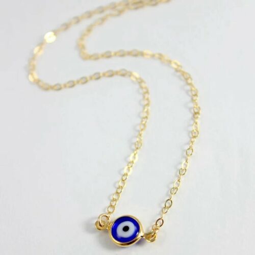 Simple Evil Eye Thin Pendant Women Jewelry Necklace Turkish Lucky Fashion