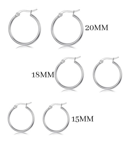 Elegant 925 Sterling Silver Hoop Earrings for Women Jewelry 3 Pack Set 20-18-15M