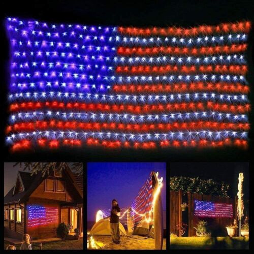 LED American Flag LED Lights 420 LED USA Flag Net Lights Waterproof