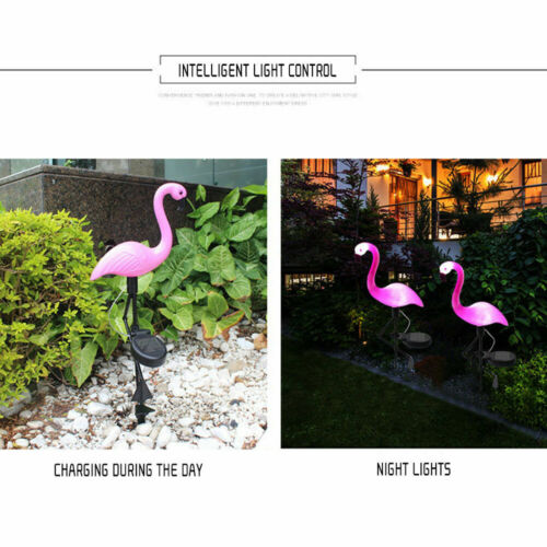 Solar Powered Pink Flamingo Ornament Garden Outdoor Light Lawn Lamp Xmas