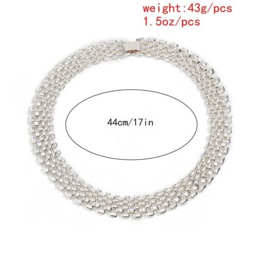 Women's Fashion Jewelry Silver Link Chain Collar Statement Necklace