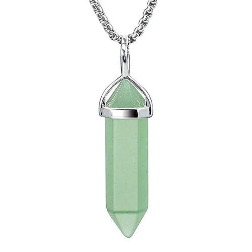 Natural Stone Hexagonal Pendant Necklace Healing Crystal Quartz Chakra Jewelry