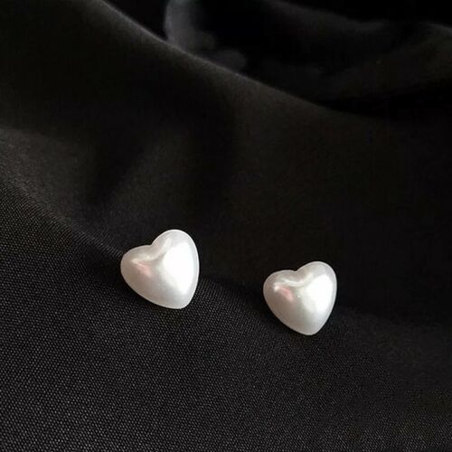 Cute Heart Simulated Pearls Stud Earrings Fashion Jewelry Women Earring