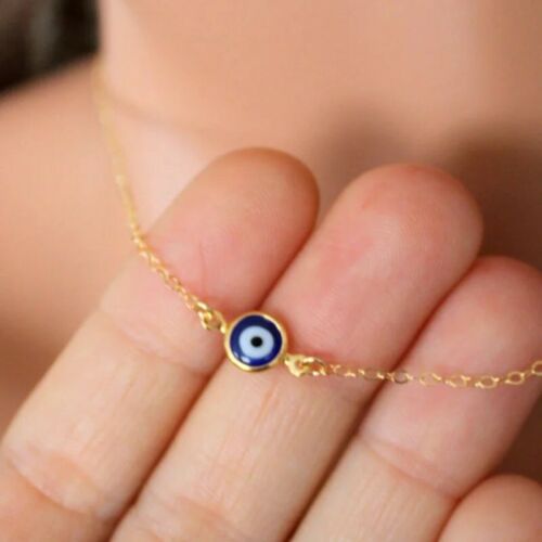 Simple Evil Eye Thin Pendant Women Jewelry Necklace Turkish Lucky Fashion