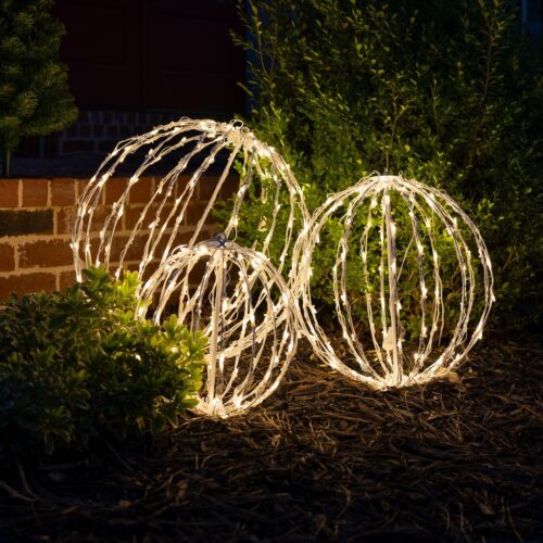 Hanging LED Light Balls Christmas Patio Garden Decoration White Frame, 6 Colors