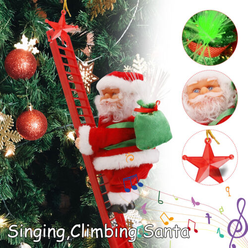 Animated Musical Santa Claus Electric Climbing Ladder Christmas Decor Kids Doll