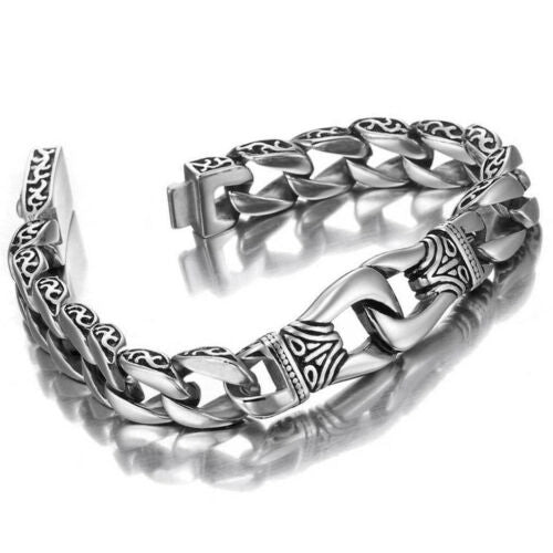 Men's Heavy Sturdy Stainless Steel Motorcycle Biker Chain Bracelet