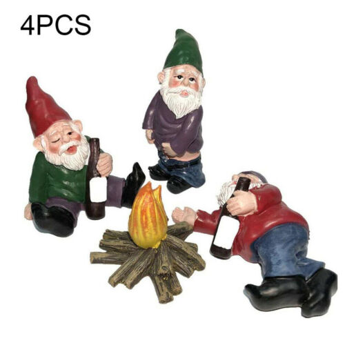 4PCS Fairy Garden Gnomes Accessories My Little Friend Drunk Gnome Dwarfs Gift