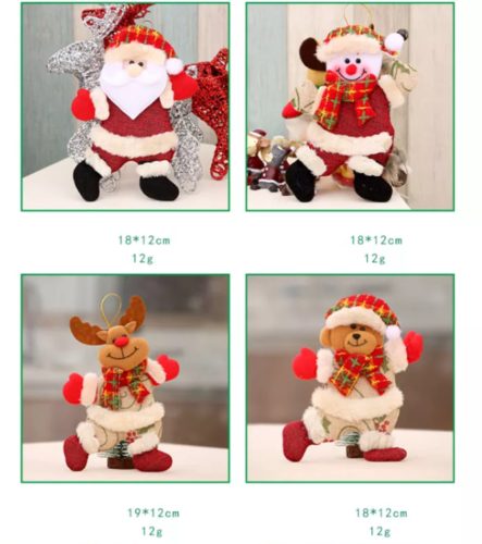 4 Style Christmas Hanging Ornament Santa Claus Snowman Doll Xmas Tree Decor Gift