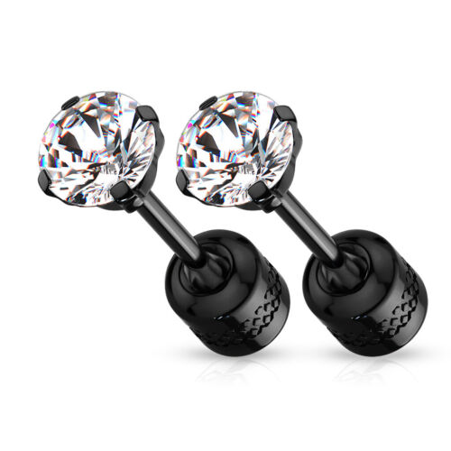 Surgical Steel Pair Prong Set CZ Gem Stud Earrings