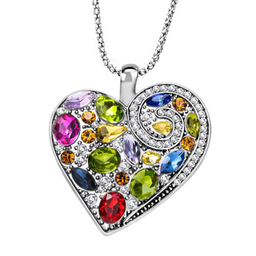 Love Heart Jewelry Set for Women Earrings Necklace Mix Metal Fashion Gifts 24''