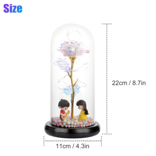 LED Enchanted Forever Rose Flower In Dome Glass Night Light